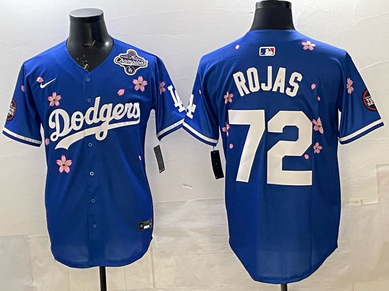 Men Los Angeles Dodgers #72 Rojas Blue Sakura Edition 2025 Nike MLB Jersey style 02->los angeles dodgers->MLB Jersey